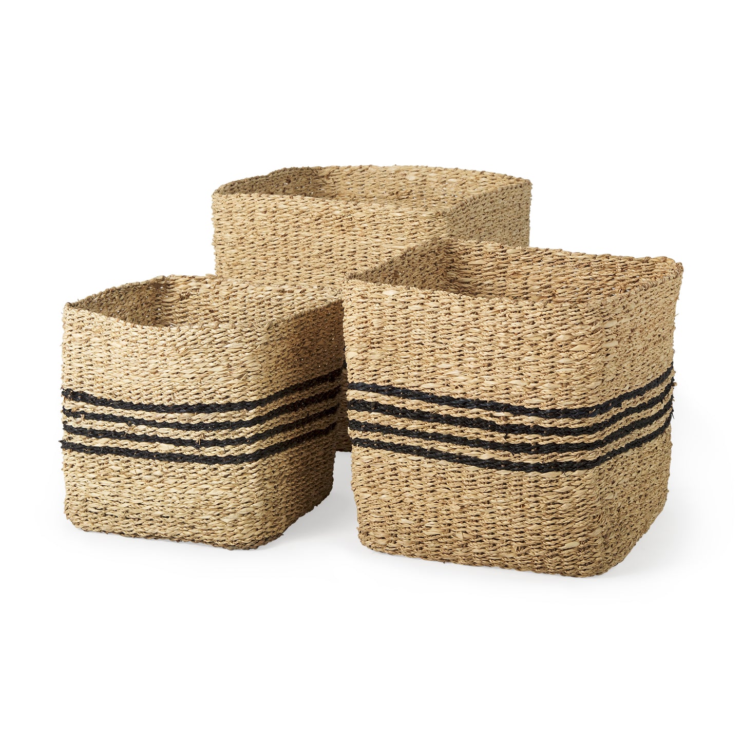 Set de 3 Canastas Gris con Natural
