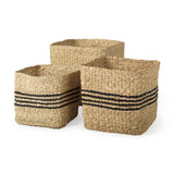 Set de 3 Canastas Gris con Natural
