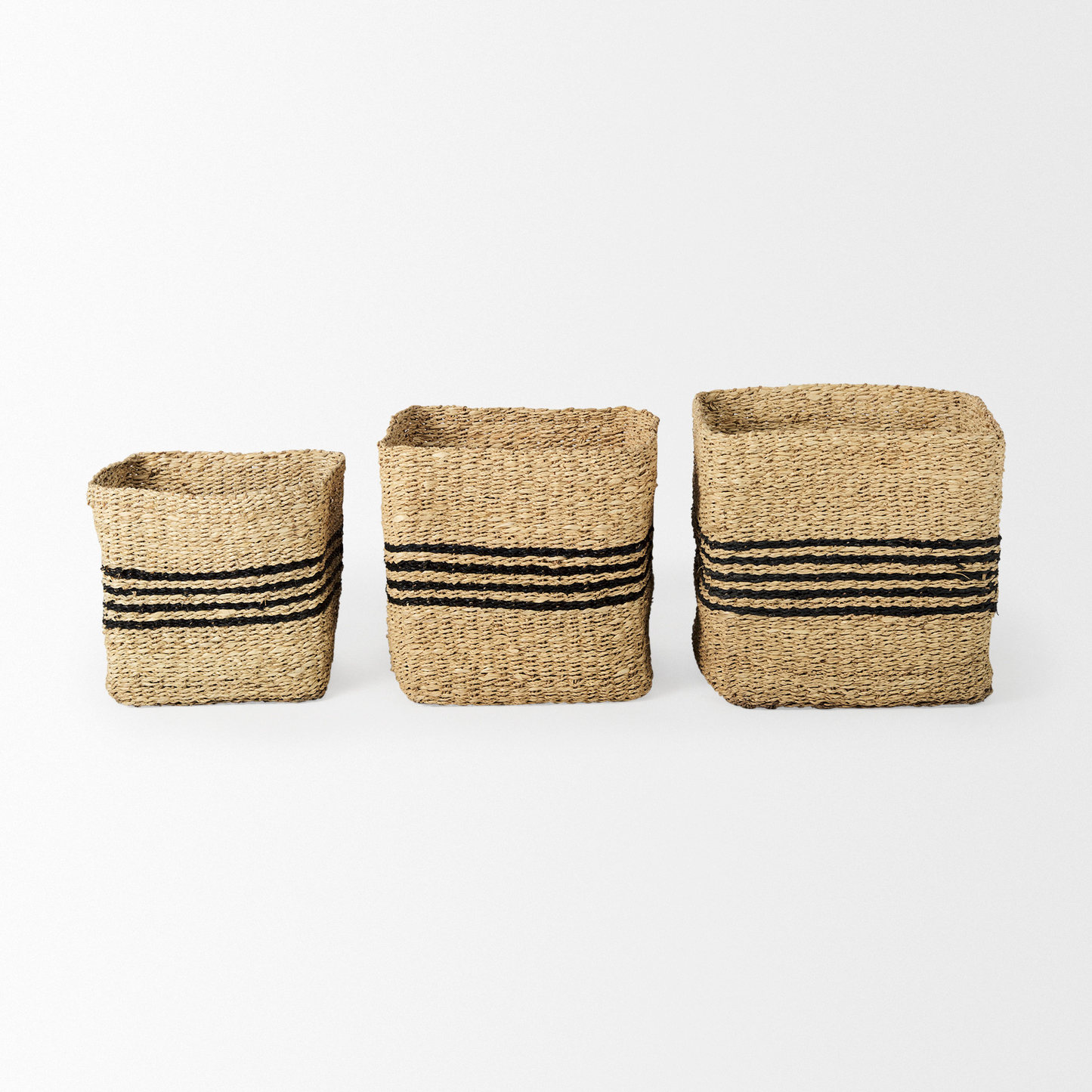 Set de 3 Canastas Gris con Natural