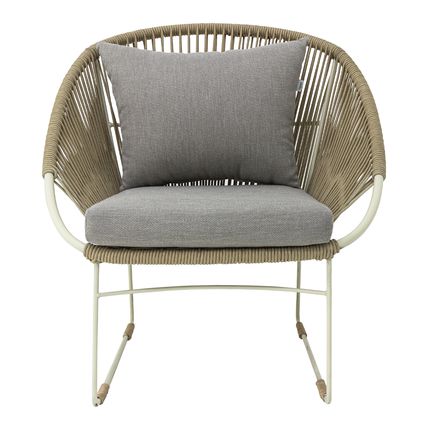 Manzanillo sillón cuerda beige con cojines