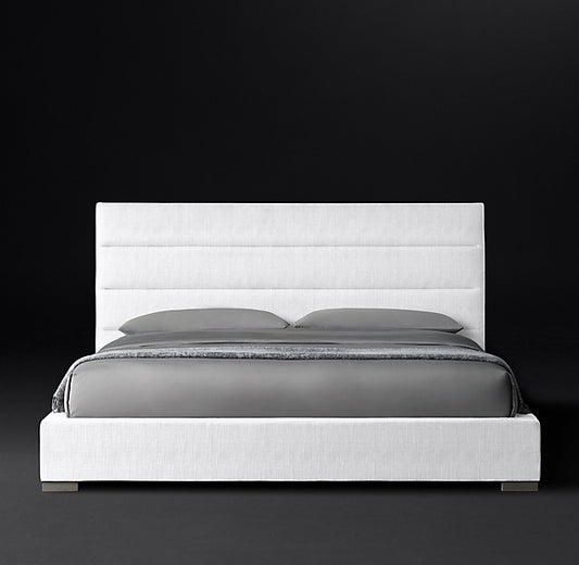 Modena Fabric Horizontal Channel Panel Platform Bed