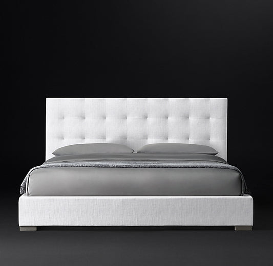 Modena Fabric Box-Tufted Panel Platform Bed