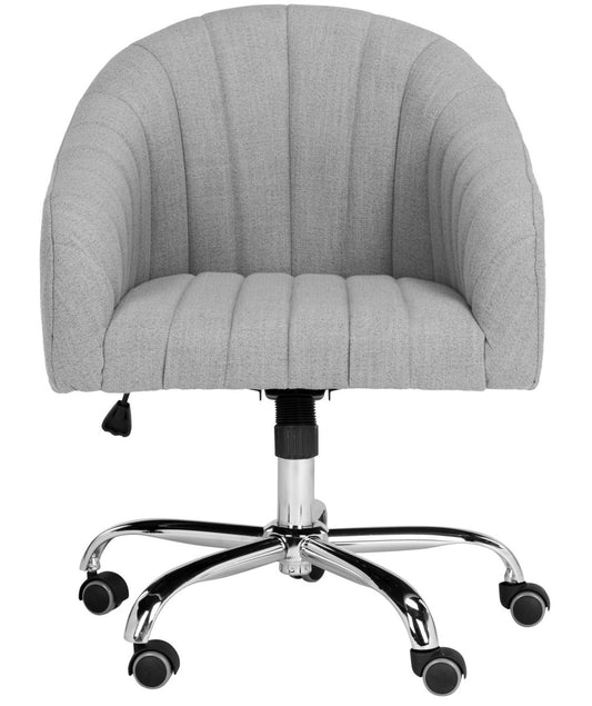 Themis Linen Chrome Leg Swivel Office Chair