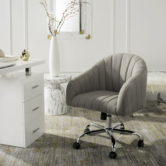 Themis Linen Chrome Leg Swivel Office Chair