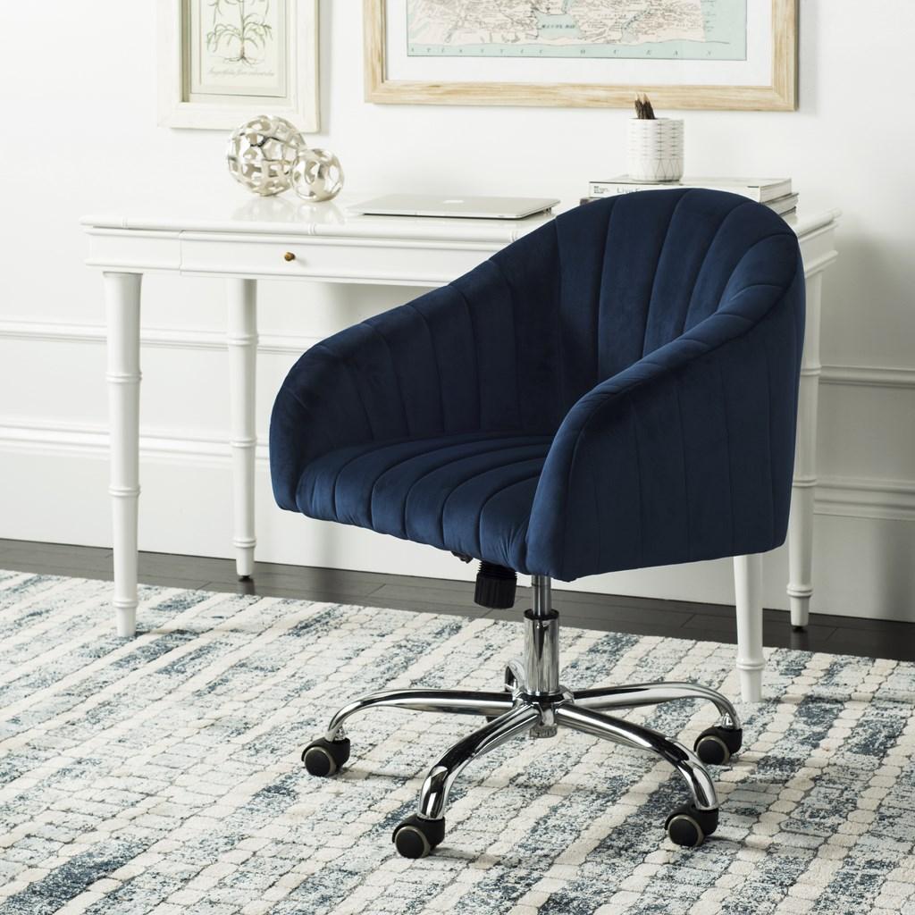 Themis Linen Chrome Leg Swivel Office Chair