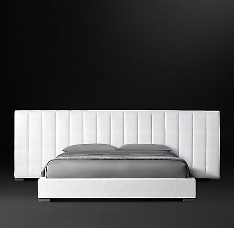 Modena Fabric Vertical Channel Extended Panel Platform Bed