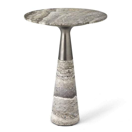 Pier Accent Table - Gray Travertine