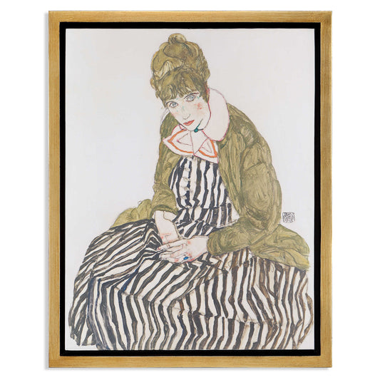 Lienzo Edith con vestido a rayas
