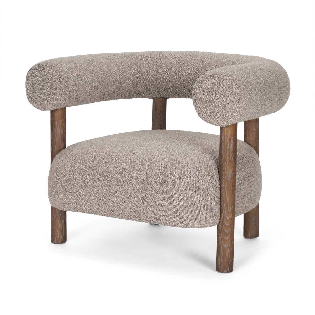 Gianna Open Back Light Brown Wood w/ Oatmeal Fabric Accent Chair