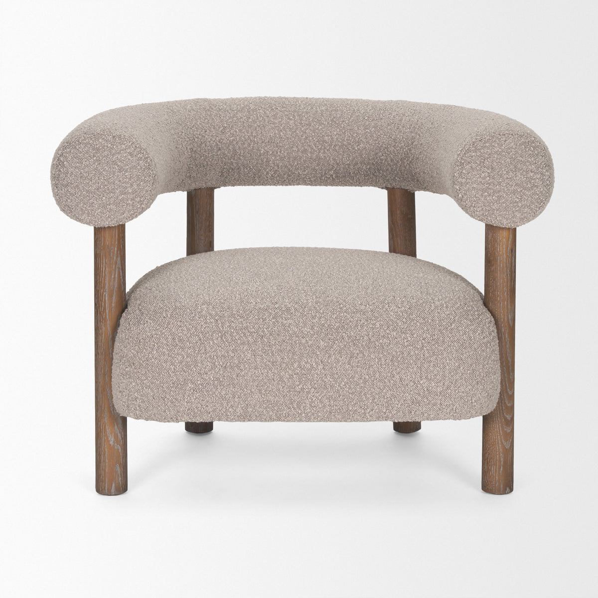 Gianna Open Back Light Brown Wood w/ Oatmeal Fabric Accent Chair