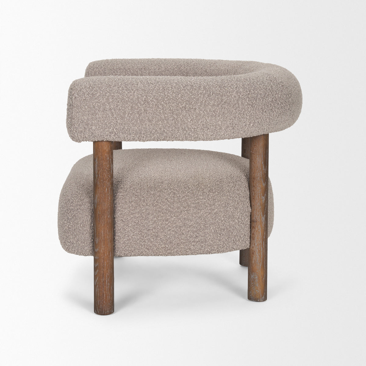 Gianna Open Back Light Brown Wood w/ Oatmeal Fabric Accent Chair