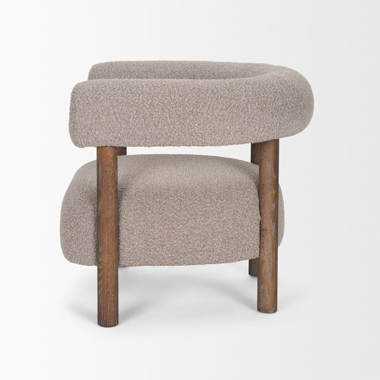 Gianna Open Back Light Brown Wood w/ Oatmeal Fabric Accent Chair
