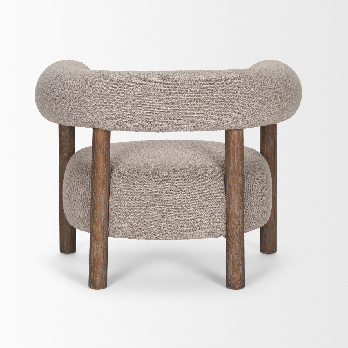 Gianna Open Back Light Brown Wood w/ Oatmeal Fabric Accent Chair