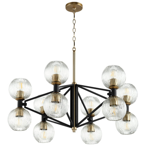 Helios Chandelier | Black & Aged Brass – Large