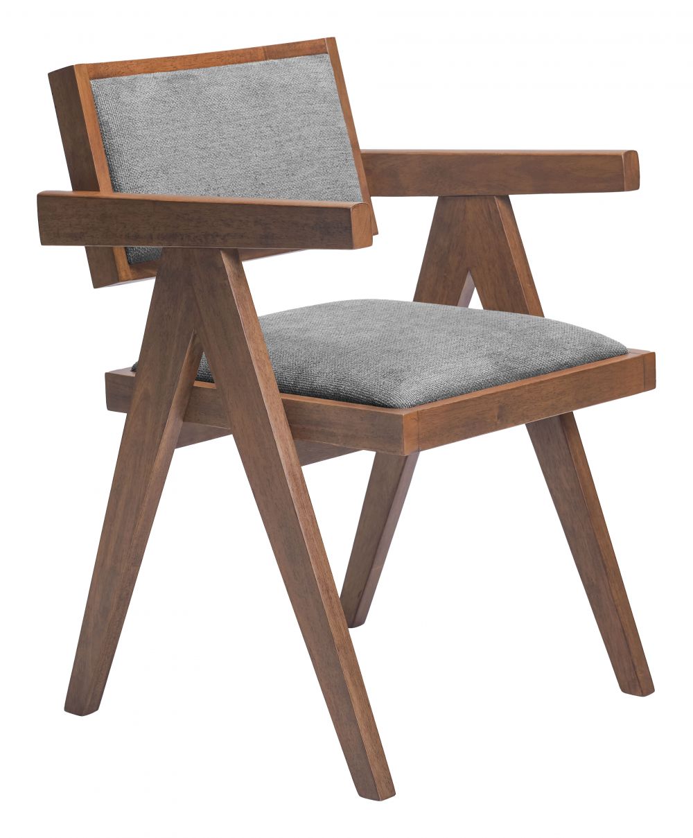 Delhi Dining Chair Gray & Walnut