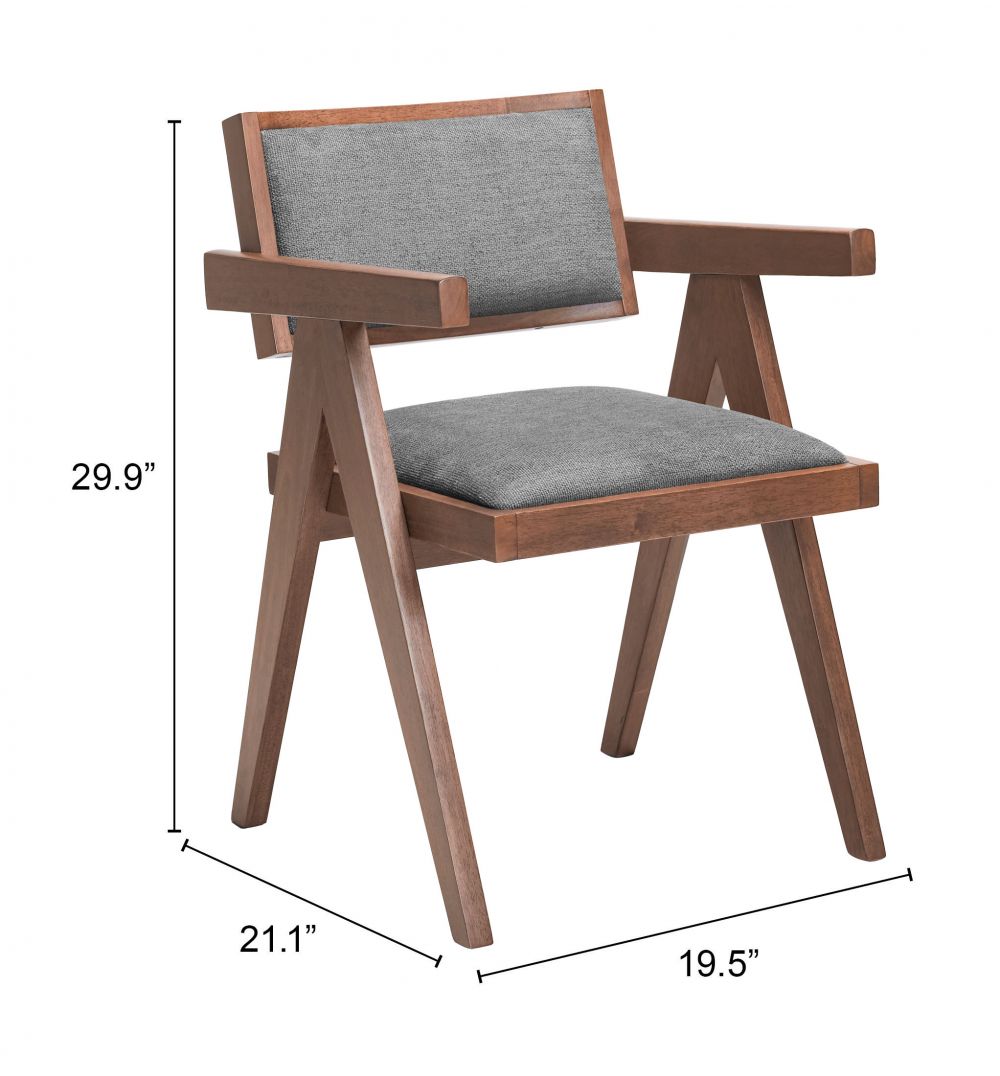 Delhi Dining Chair Gray & Walnut