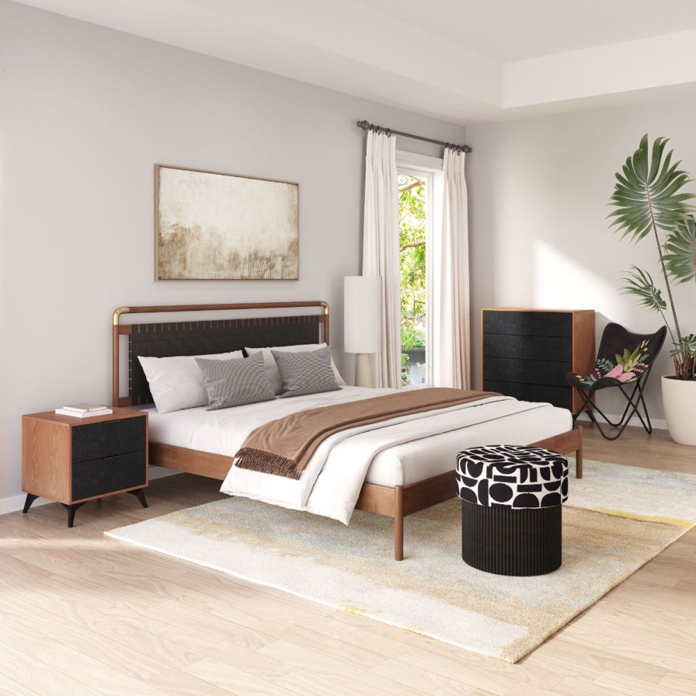 Boto Storage Ottoman Black & White