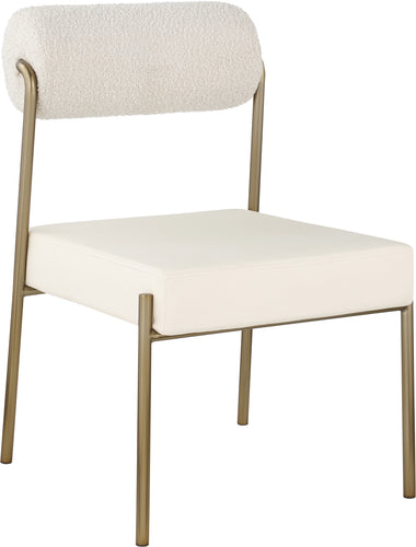 Carly Boucle Fabric & Vegan Leather Dining Chair