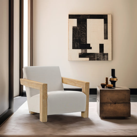 Ward Linen Textured Fabric Accent Chair