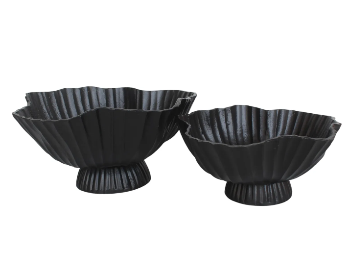 BREEVALE SET OF 2 BLACK BOWLS 7 (IN)