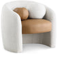 Acadia Boucle Fabric and Vegan Leather Accent Chair