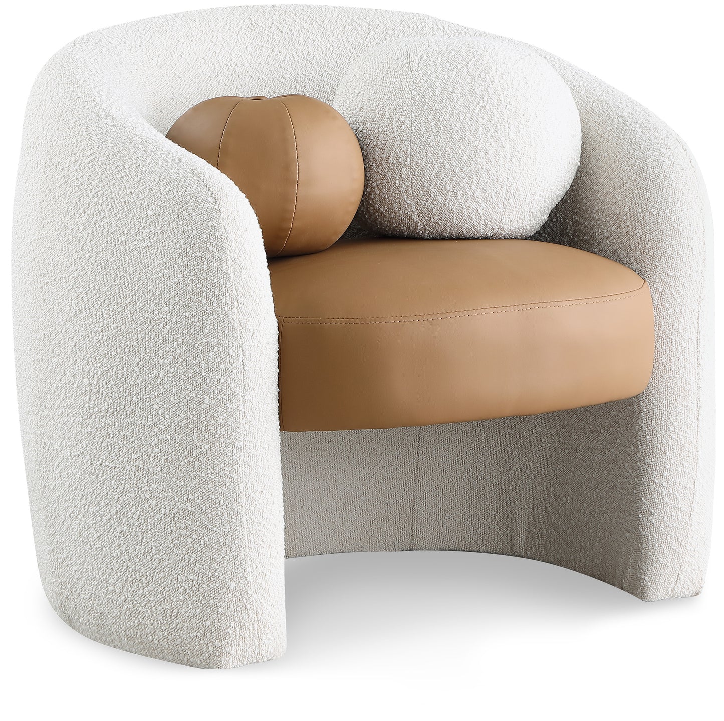 Acadia Boucle Fabric and Vegan Leather Accent Chair
