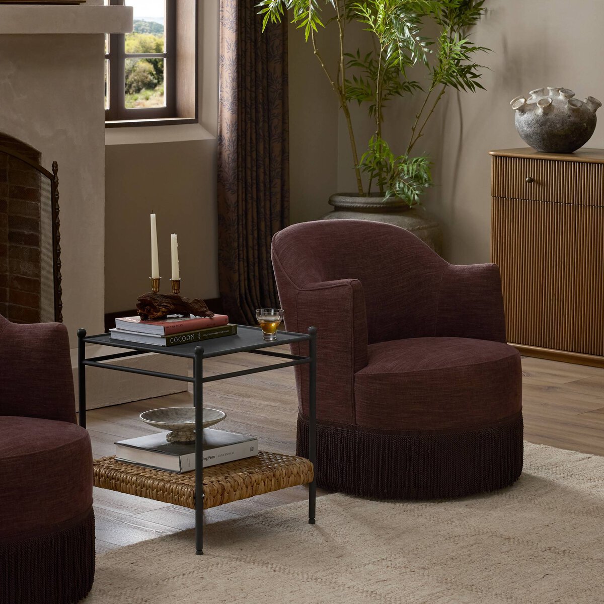 Aurora Fringe Swivel Chair