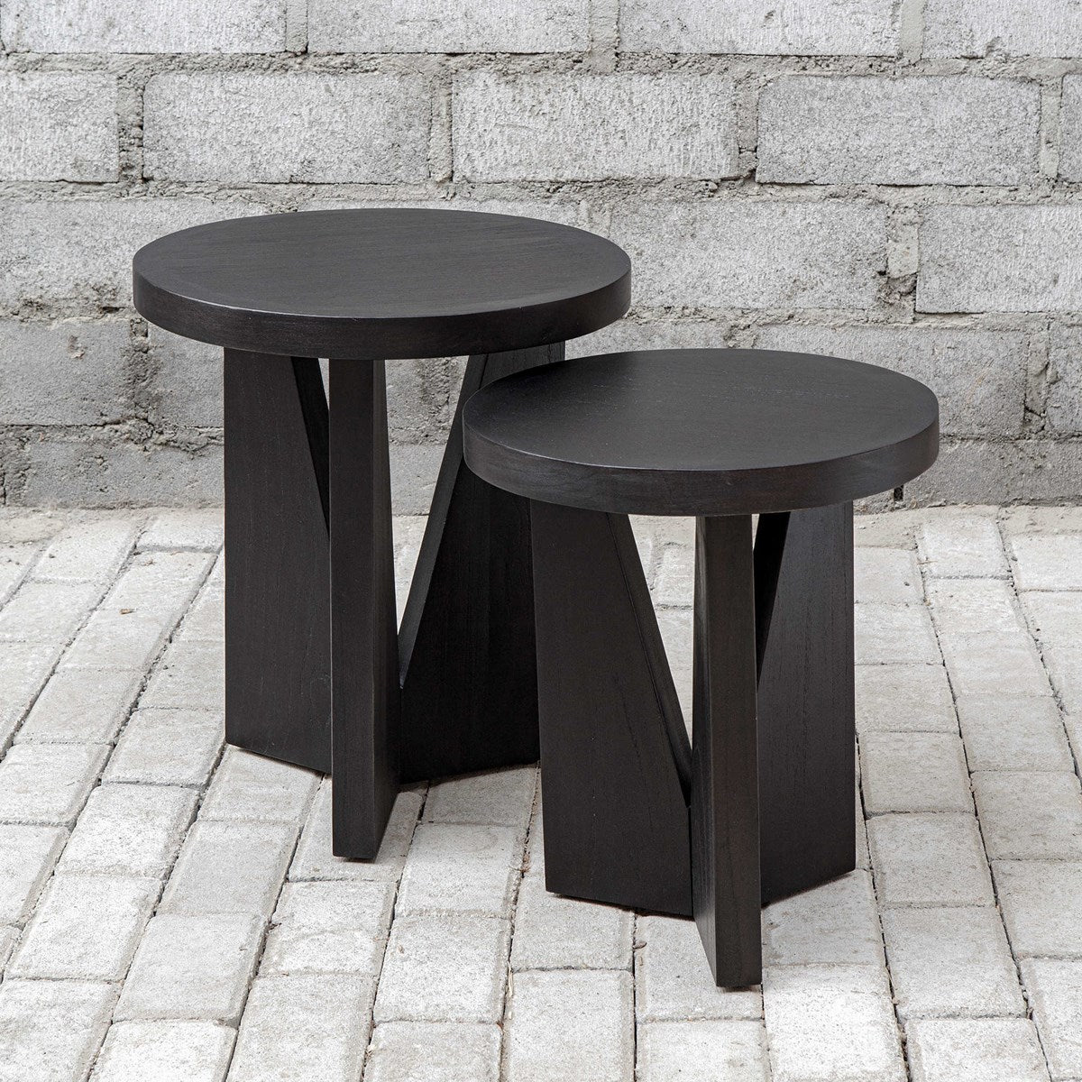 NADETTE NESTING TABLES, ESPRESSO, S/2