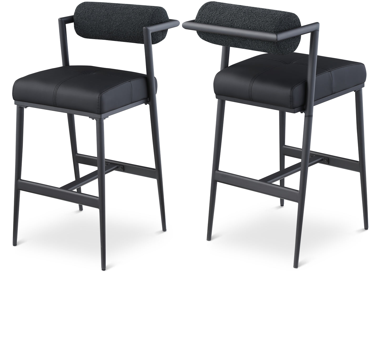 Stryker Boucle Fabric and Vegan Leather Bar / Counter Stools