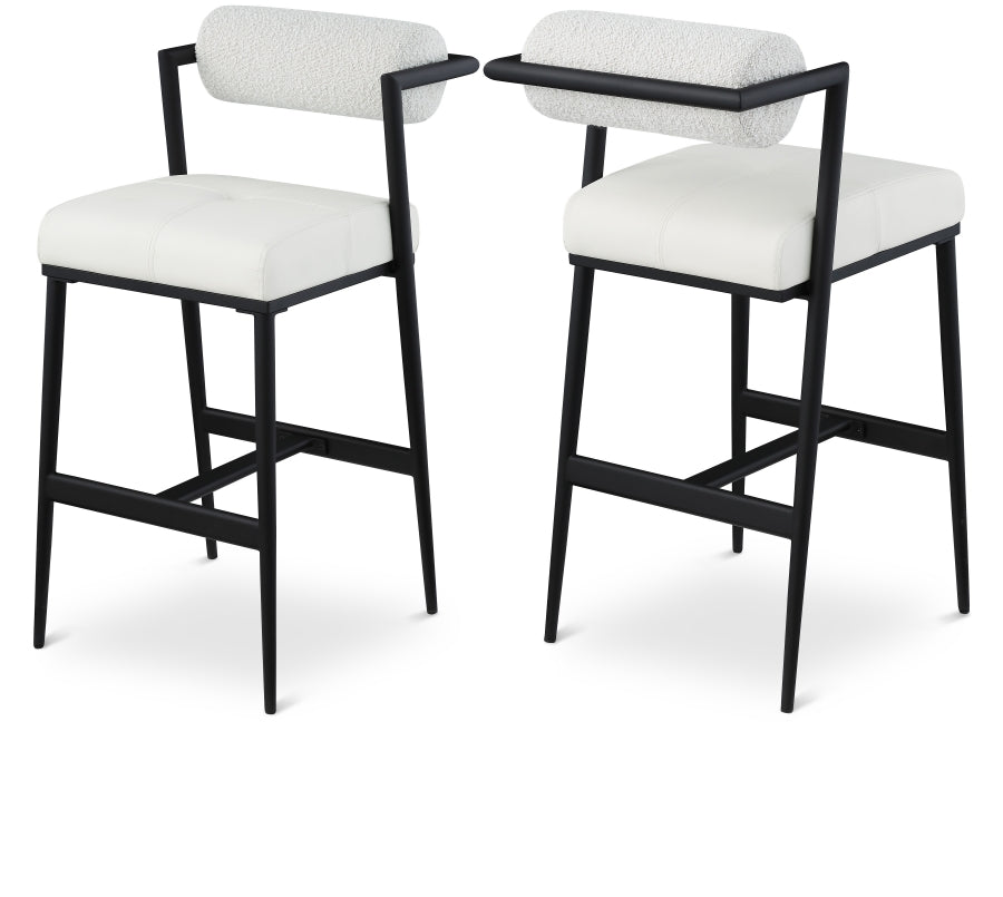 Stryker Boucle Fabric and Vegan Leather Bar / Counter Stools