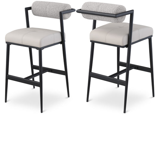 Stryker Boucle Fabric and Vegan Leather Bar / Counter Stools