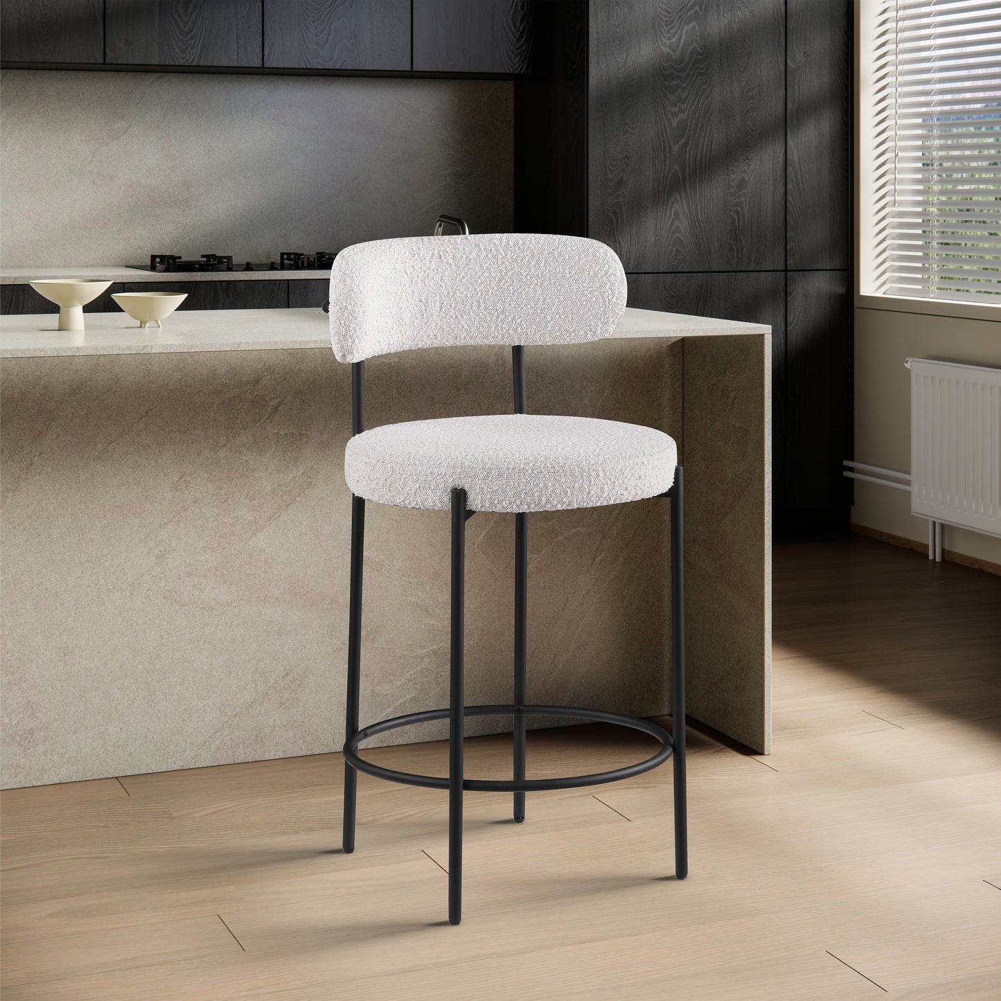 Beacon Boucle Fabric  Bar / Counter Stools