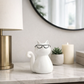Porcelain, 7"H Cat W/ Glasses, White