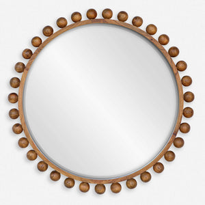 CYRA WOOD ROUND MIRROR, WALNUT