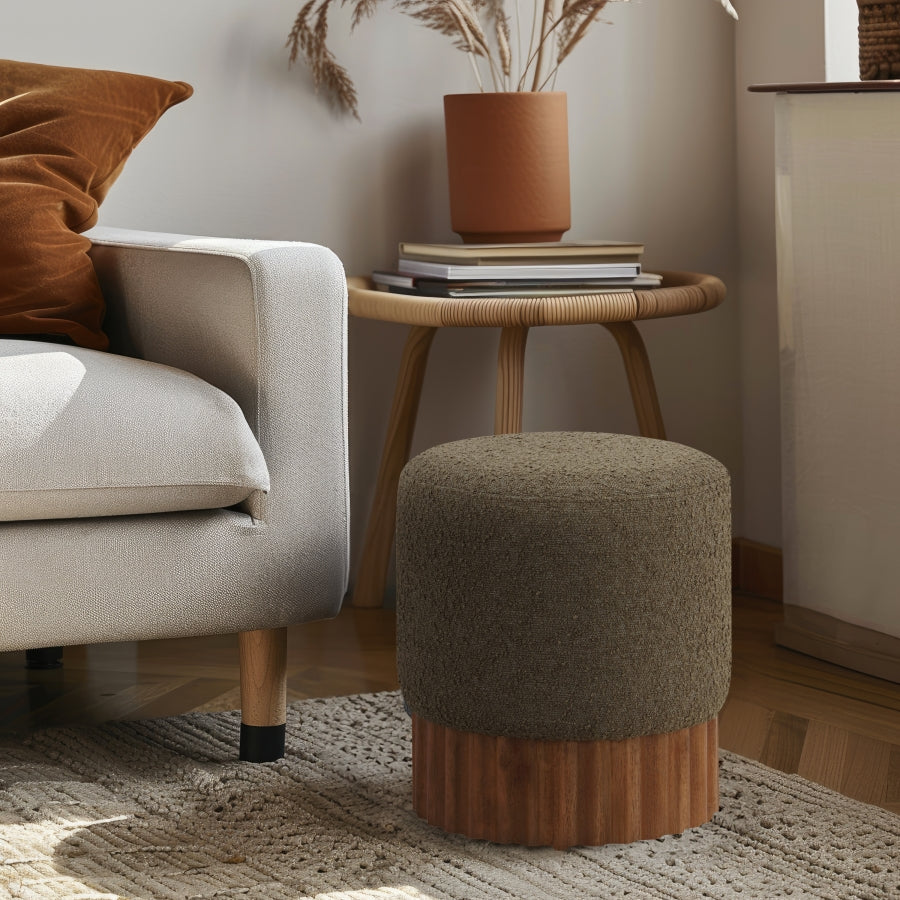 Veranda Boucle Fabric Ottoman / Stool
