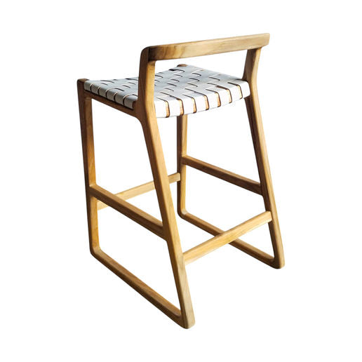 Manu Counter Stool White Leather
