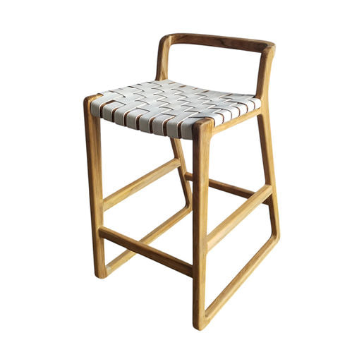 Manu Counter Stool White Leather