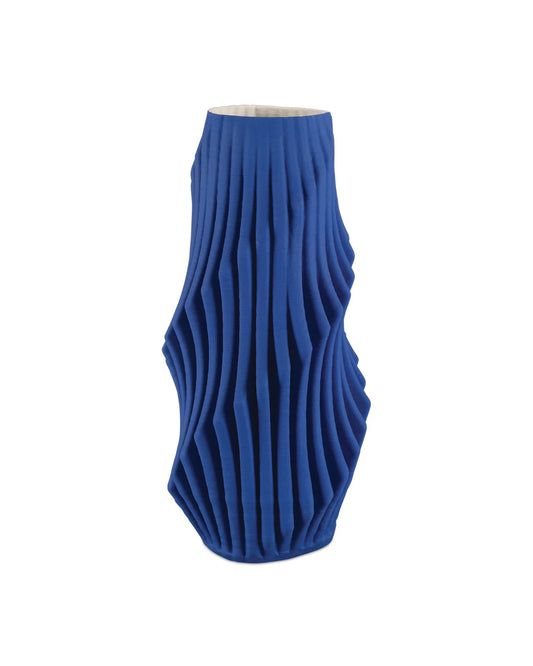 blue Pleat Large Vase