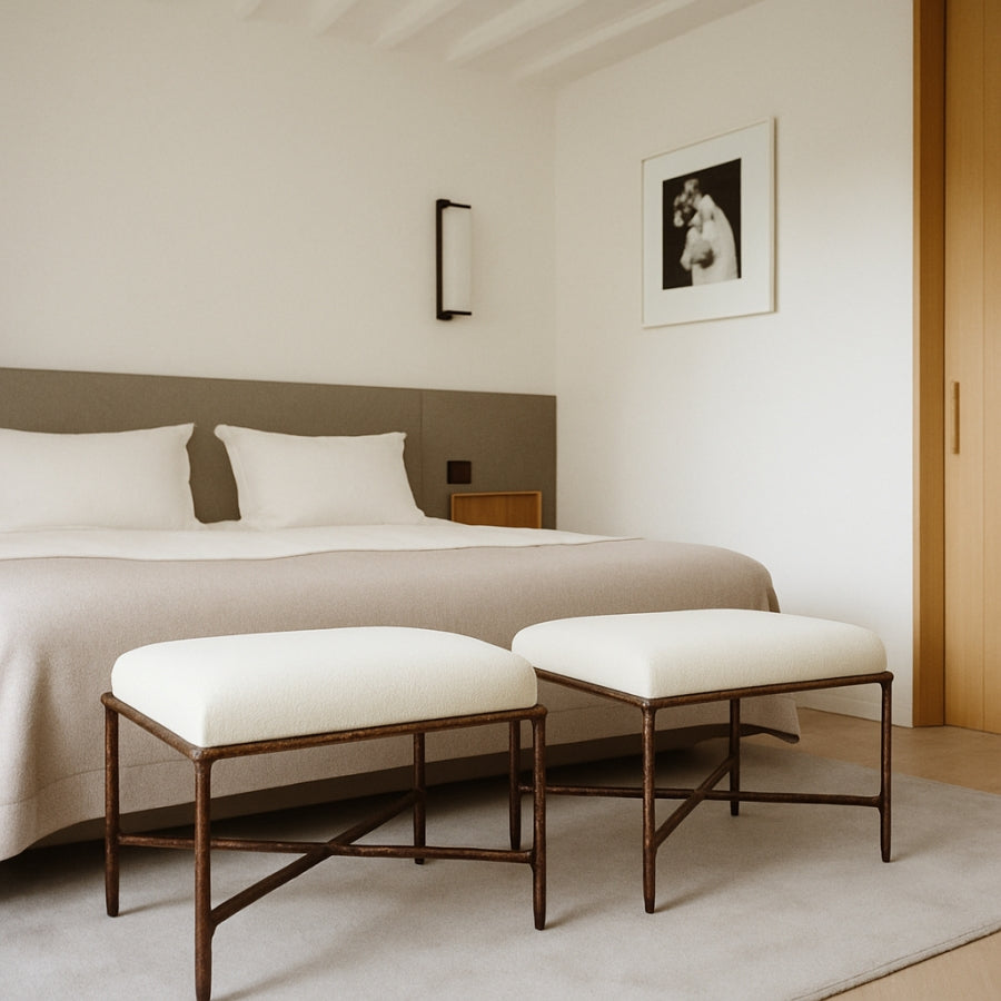 Valley Chenille Fabric Upholstered Bench