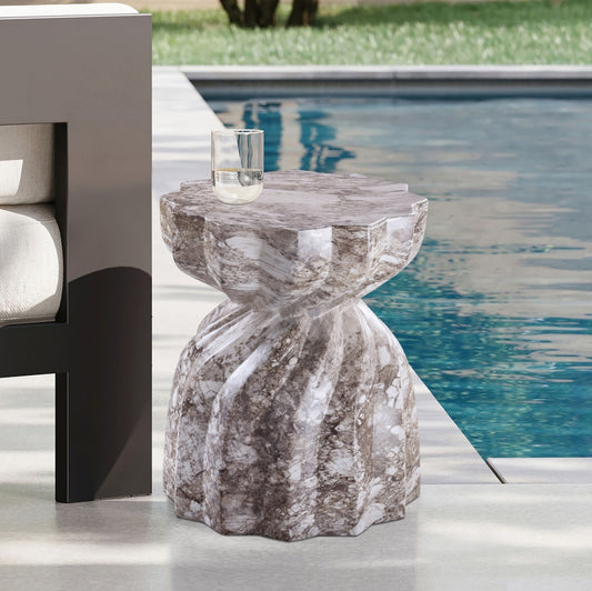 Caserta Travertine Finish Indoor/Outdoor Concrete End Table
