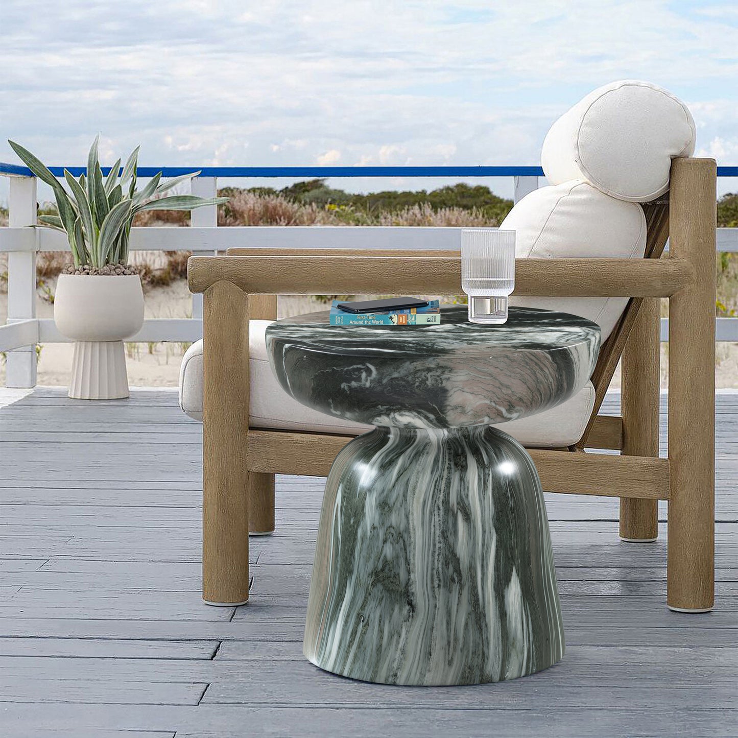 Avellino Marble Finish Indoor/Outdoor Concrete End Table