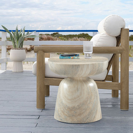 Avellino Travertine Finish Indoor/Outdoor Concrete End Table