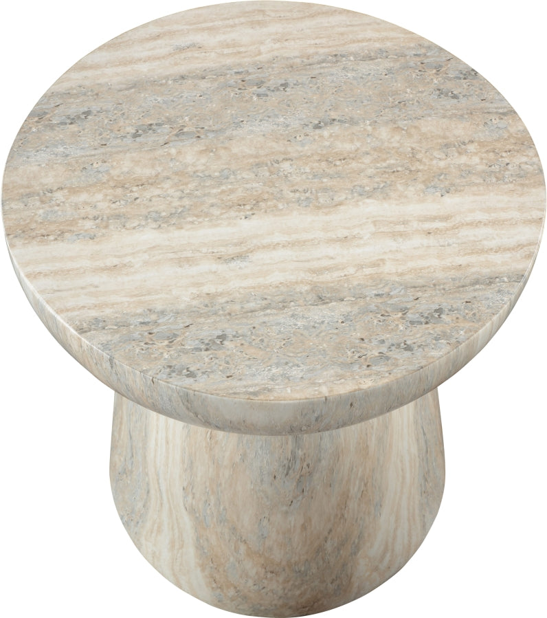 Avellino Travertine Finish Indoor/Outdoor Concrete End Table