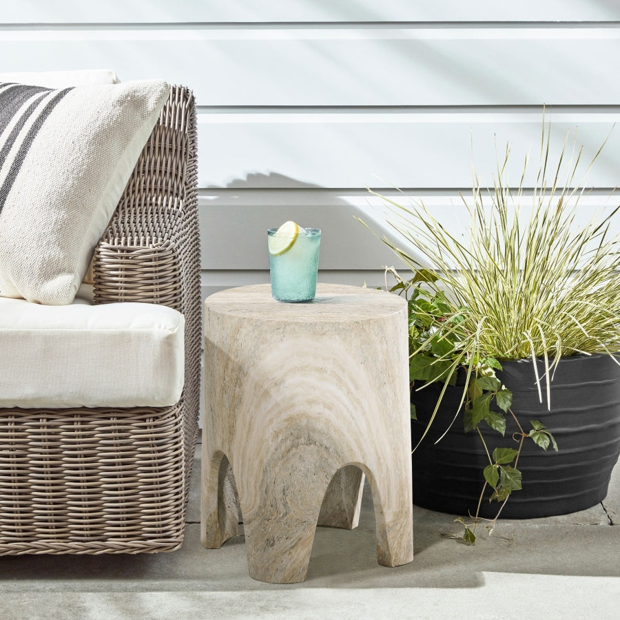 Foligno Travertine Finish Indoor/Outdoor Concrete End Table