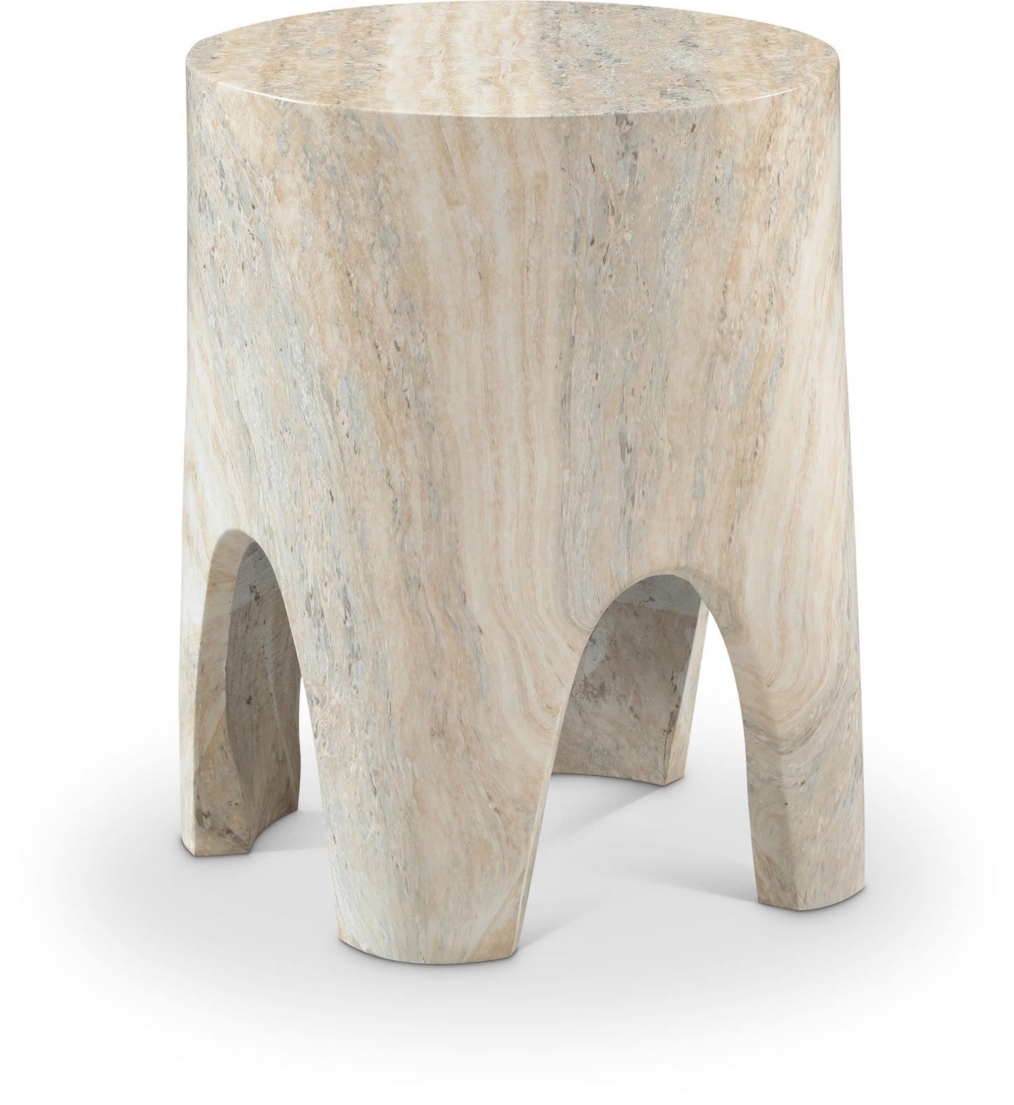 Foligno Travertine Finish Indoor/Outdoor Concrete End Table