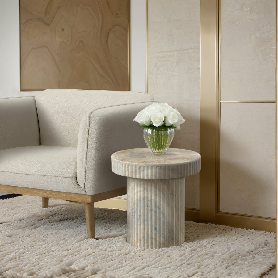 Legatto Travertine Finish Indoor/Outdoor Concrete End Table