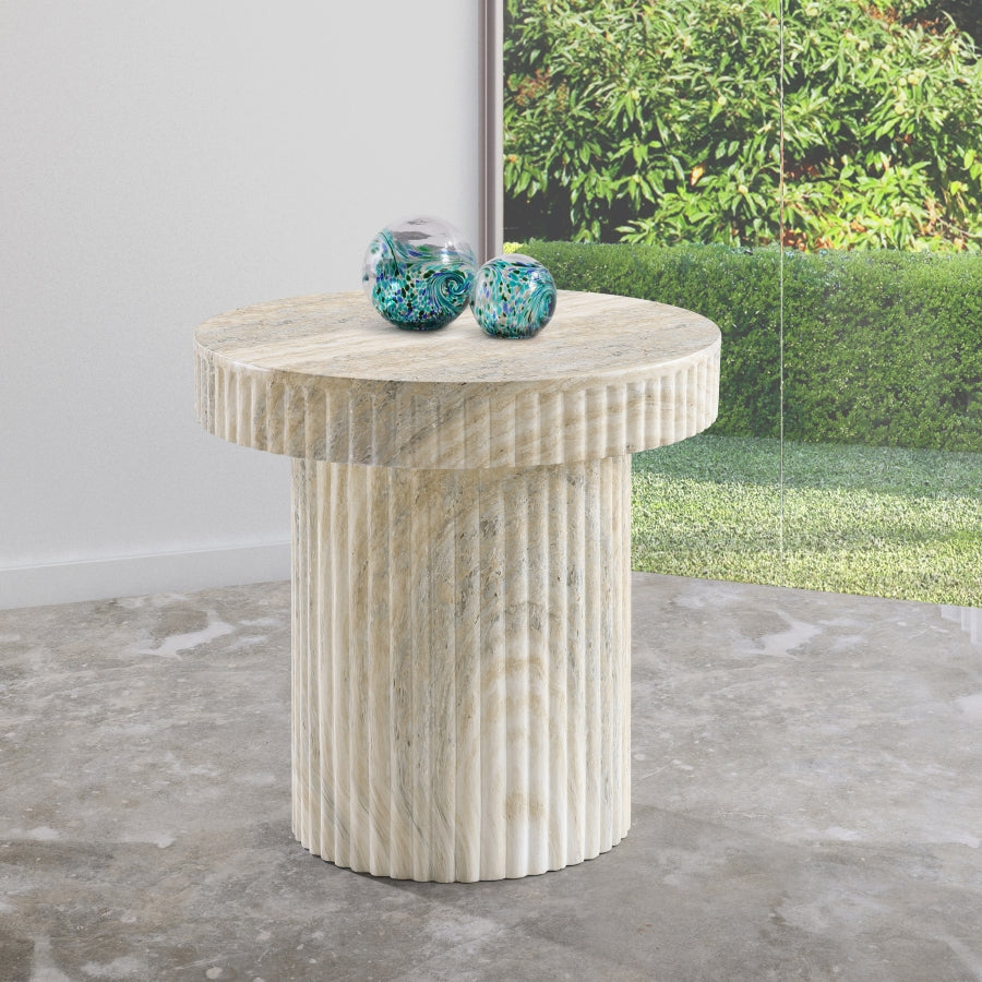 Legatto Travertine Finish Indoor/Outdoor Concrete End Table
