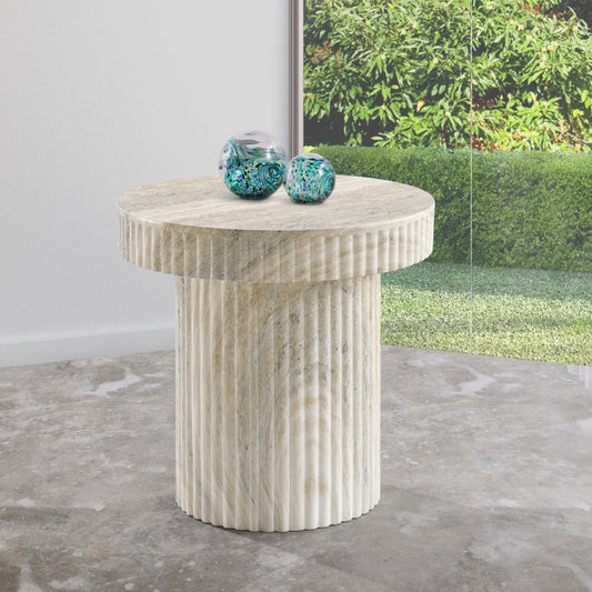 Legatto Travertine Finish Indoor/Outdoor Concrete End Table