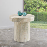 Legatto Travertine Finish Indoor/Outdoor Concrete End Table