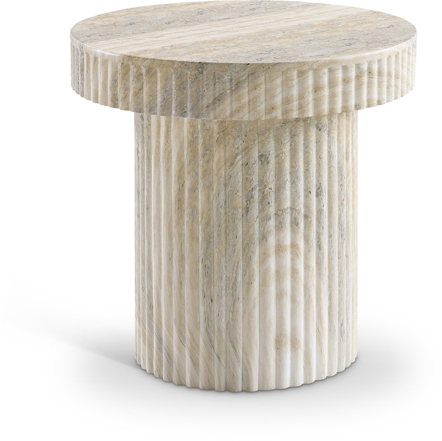 Legatto Travertine Finish Indoor/Outdoor Concrete End Table